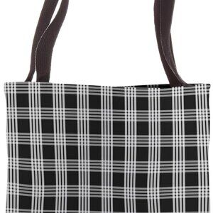 Black & White Hawaiian Palaka Cotton Tote Bag Spacious Durable Ethnic